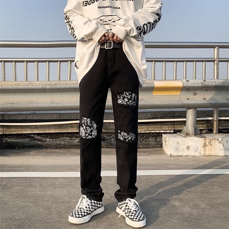 欧美高街vibe裤子男潮牌ins设计感小众假破洞牛仔裤N0102-P40,男装牛仔裤,星座308B-1