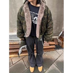 【有货】仿貂毛迷彩棉服加绒加厚外套 MY2221 特P128图片
