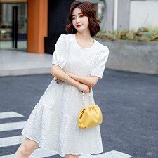 连衣裙2026年夏季新款时尚显廋气质百搭优雅纯色韩版大码，女装连衣裙，尚洛菲