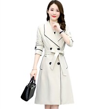 现货2022秋季时尚简约大方气质优雅收腰显瘦休闲百搭潮流两件套，女装风衣，三木叶子