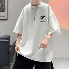 港风纯棉夏季休闲宽松新款T恤地球印花潮情侣T6017P25控38，男装T恤，电商A268A
