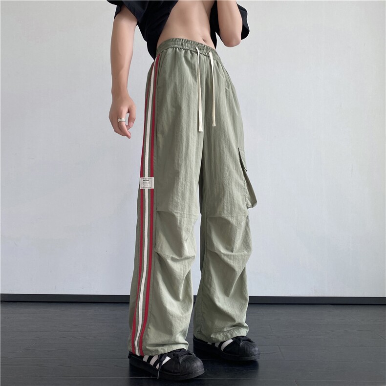 抖音品质秋季新款潮流薄款宽松冰丝工装裤B315-K24228-特p35控68,男装工装外套,电商B315