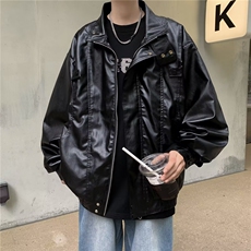 春秋美式复古飞行员皮衣外套男女痞帅潮流宽松立领皮夹克JK67，男装夹克，星座1116A-1（原606A）