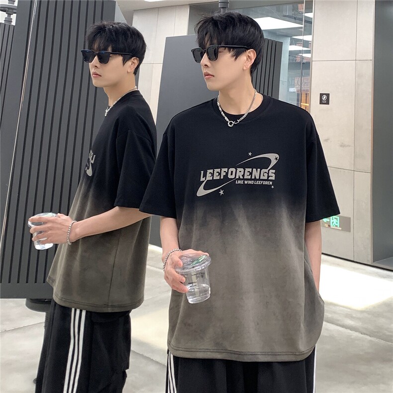 夏季新款美式短袖T需要男宽松复古水洗渐变街头上衣T608-38，男装T恤，电商C307A