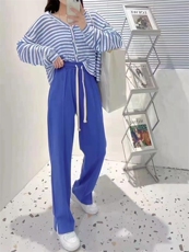 开衩卫衣料拖地裤，女装卫衣/绒衫，首选