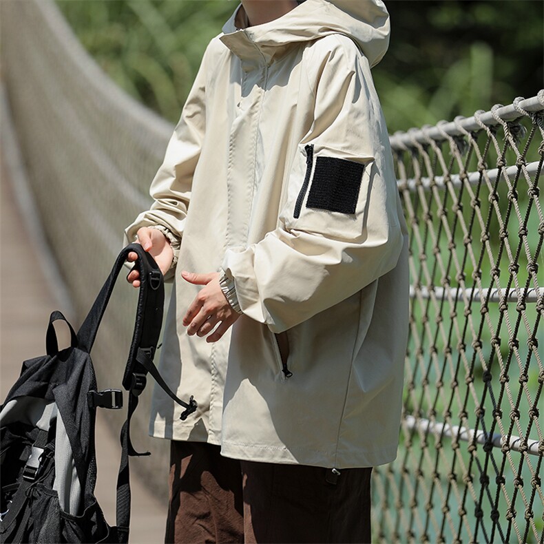 货足JK601-P75大码户外防水冲锋衣初秋夹克衫外套爬山衣服,男装夹克,电商B327