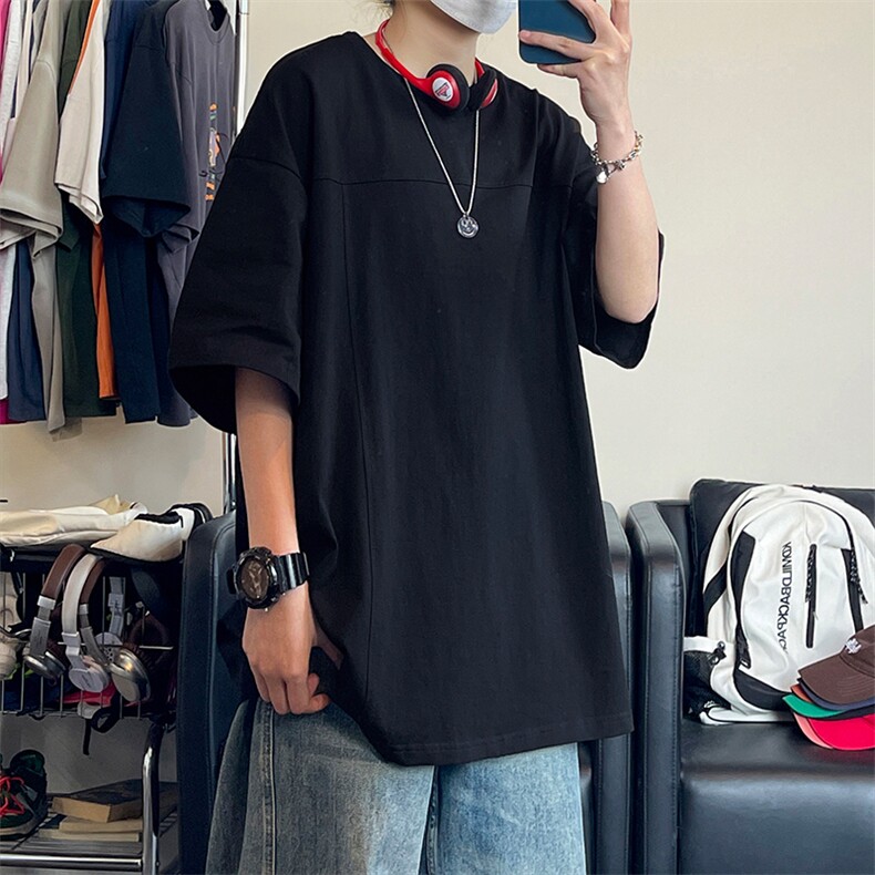 美式风套头短袖T恤男女宽松型简约显瘦纯棉圆领上衣T3610-特价P25,男装T恤,电商A007