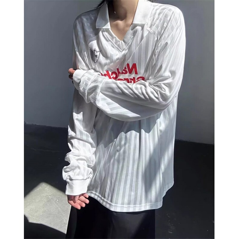 美式街头字母条纹薄款速干运动V领防晒长袖T恤衫男夏季休闲球服潮，男装防晒衣，星座601-1