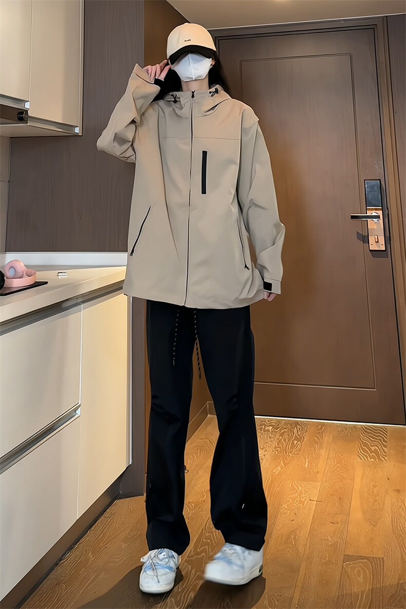 2024春季新款女模内景大码防水冲锋衣夹克M-5XHJ24082-特P65,男装夹克,电商A022