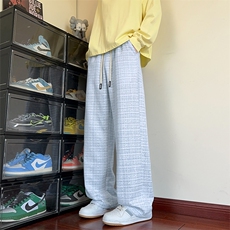 新款复古纹理感大码百搭小香风直筒拖地休闲裤男K24129-特P35控68，男装休闲裤，电商A001-1
