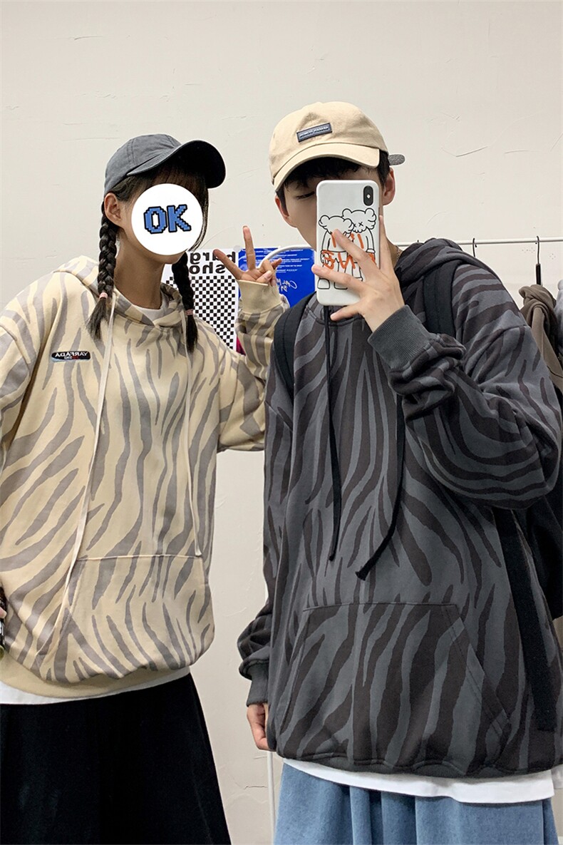 703-W216-P60秋季动物纹斑马条纹休闲套头卫衣绣花情侣,男装卫衣,星座703