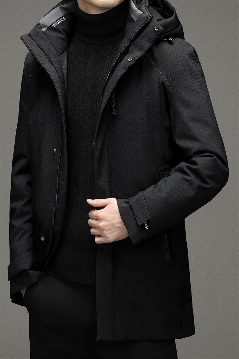 冬季新款脱卸帽子羽绒服男装保暖白鸭绒外套爸爸装TLM82182-P250,男装羽绒服,电商B212（原钱塘6029）