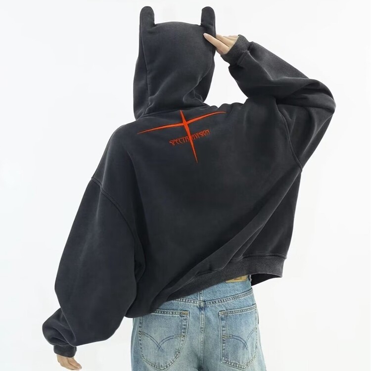 美式慵懒风外套男秋冬季hiphop复古连帽开衫卫衣大码宽松情侣上衣,女装短外套,星座218-8