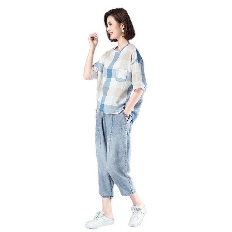 舒适时尚潮流套装/套裙短袖2024年夏季宽松休闲优雅,女装套装/套裙,独衣靓