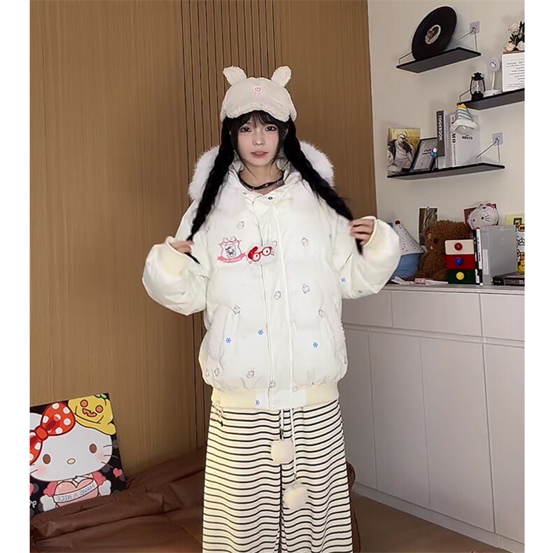 1506-1/M78741/P99卡通毛领连帽棉衣女冬季保暖宽松甜美棉服外套,男装棉衣,星座1506-1