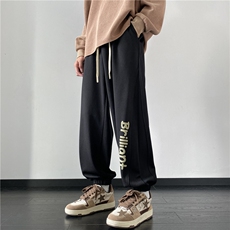 春季新款男生港风新款发泡字母印花宽松卫裤B315-K23464-p50控68，男装休闲裤，电商B315