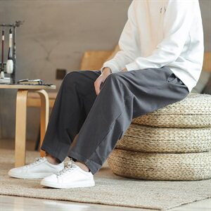 风棉麻休闲裤男宽松大码阔腿小脚灯笼裤哈伦裤Q6005图片