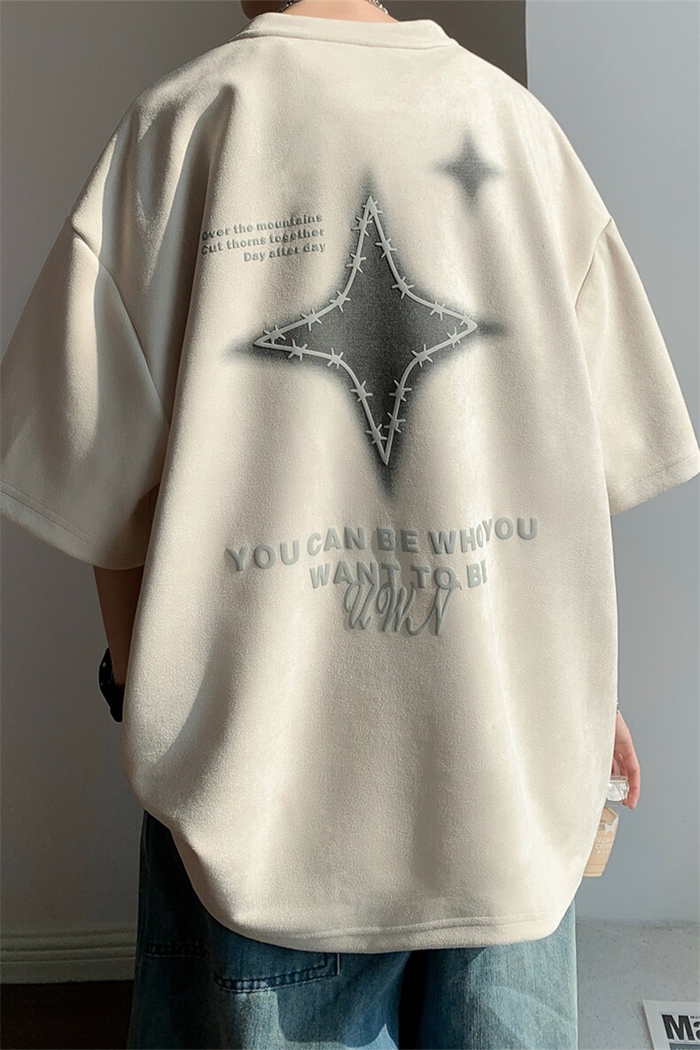 XY1041-TP35控价48麂皮短袖t恤男潮流发泡印花夏2023新款上衣,男装T恤,电商A102-1