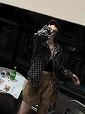 2022新款欧货洋气立领拼织带外套，其它，L·H·X