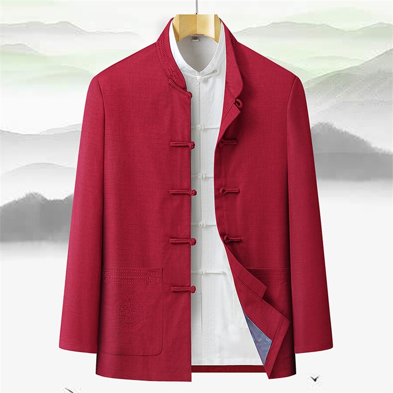 2023唐装男中老年太极服春秋风节日过寿汉服套装CF929-P105,男装休闲套装,星座1105-3