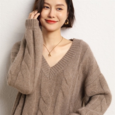韩系v领针织开衫女秋冬新款流行软糯毛衣外套慵懒羊绒外搭，女装羊绒衫，五色羊羊绒