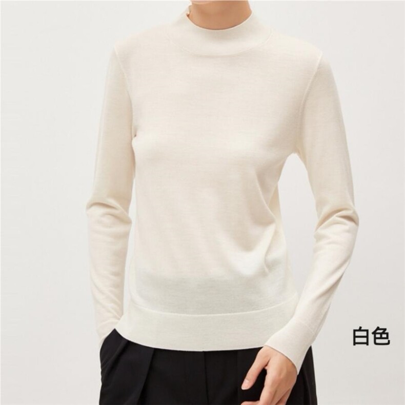 秋冬季羊毛休闲简约时尚百搭平面半高领羊毛衫,女装羊毛衫,纳驰羊绒