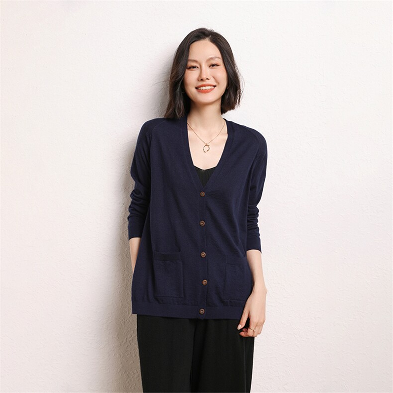 68支精纺纯山羊绒开衫外套女薄款24秋装新款宽松女士针织外搭,女装羊绒衫,江帆羊绒