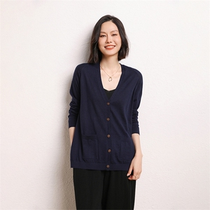 68支精纺纯山羊绒开衫外套女薄款24秋装新款宽松女士针织外搭图片