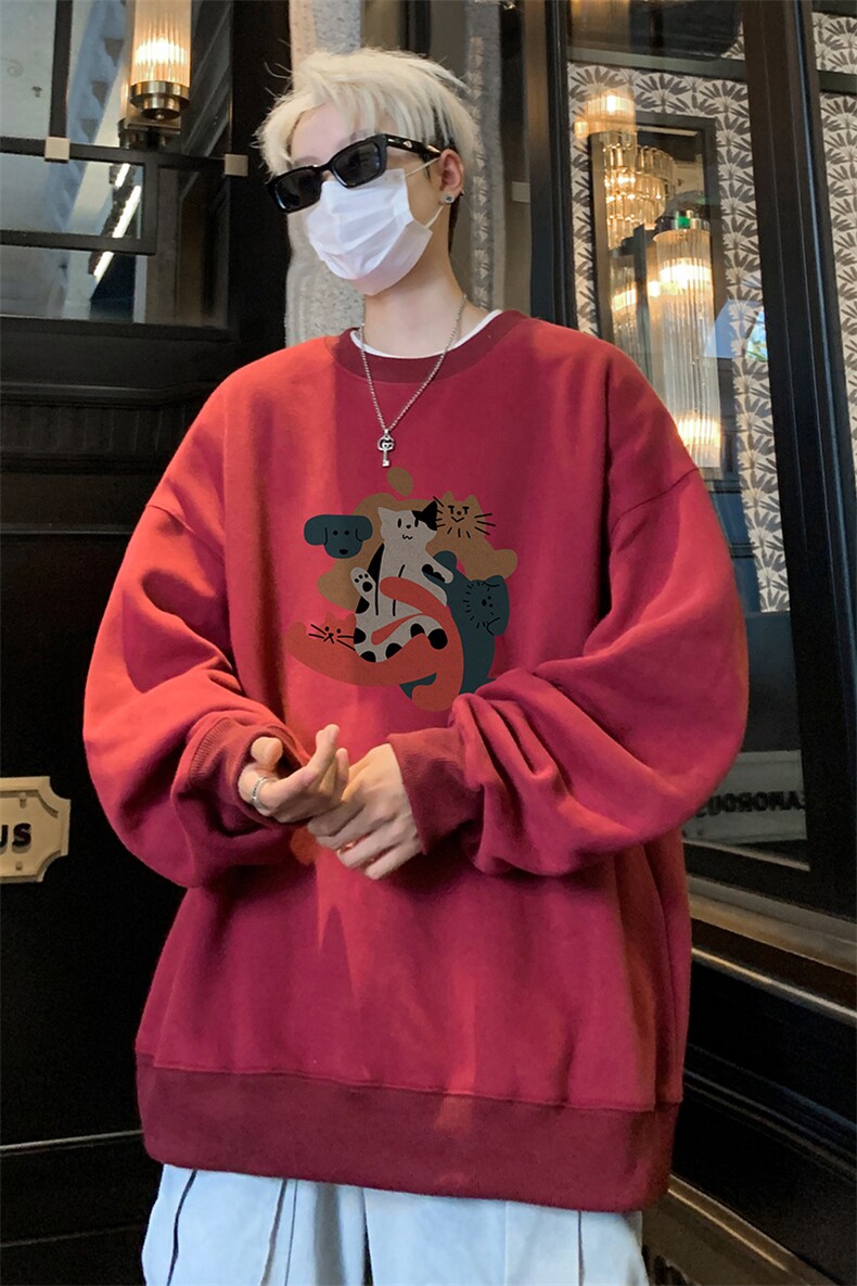 ！圆领卫衣男装港风长袖T恤男外套男WY257-特P23,男装T恤,电商B367