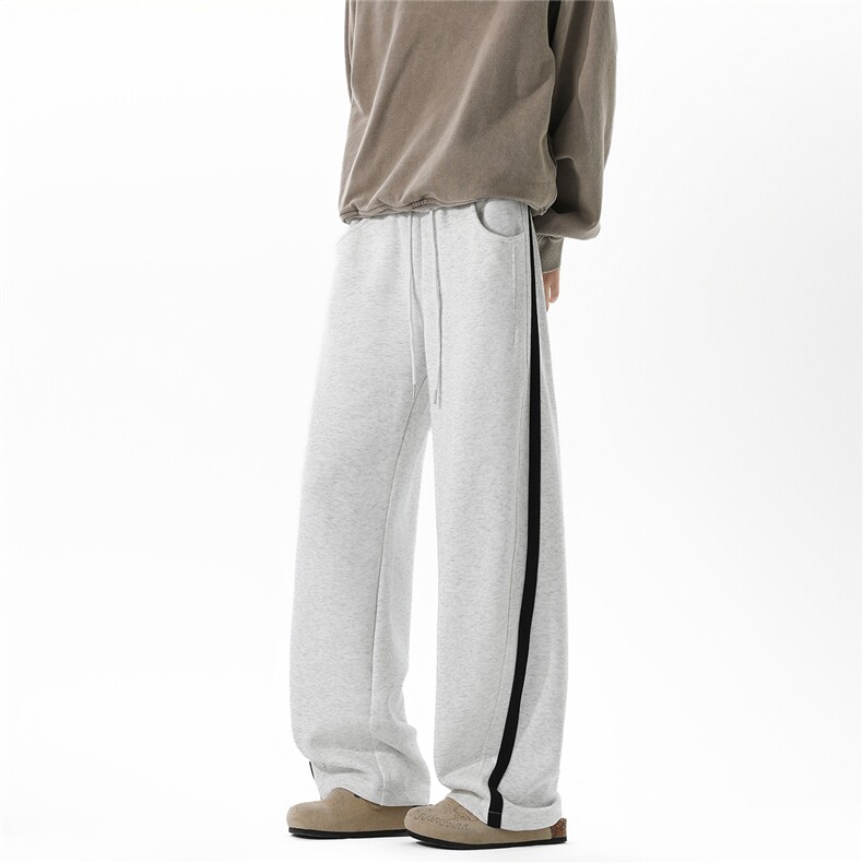 62棉华棉2025无影墙秋冬弯刀裤男士条纹撞色卫裤运动裤K075-特P35，男装休闲裤，电商042