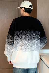 311B-1-CM-3958-P65控89港风貂毛水貂绒渐变提花春色大码针织毛衣图片
