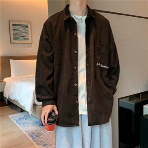 春秋季灯芯绒长袖衬衫男加肥加大日系韩版潮流宽松外套 W1129-P38图片