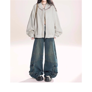 春秋季美式字母印花飞行夹克外套拉链2025新款百搭舒适棒球服男女图片