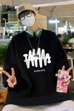 港风新款冬季时尚百搭宽松字母印花毛衣TPM6849特批P40控68，男装针织衫/毛衣，电商A268A