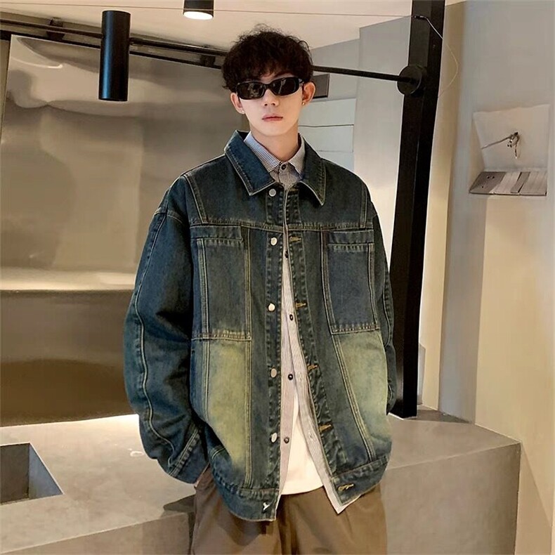 复古水洗做旧牛仔外套春秋季2026新款韩版宽松显瘦设计感上衣,男装工装外套,星座218-1（原230）