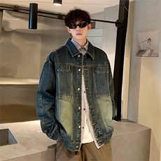 复古水洗做旧牛仔外套春秋季2026新款韩版宽松显瘦设计感上衣，男装工装外套，星座218-1（原230）