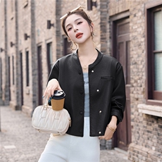 复古休闲短款皮衣外套女2025秋季新款小个子超火机车pu皮夹克上衣，女装皮衣，英标秀（1C119）