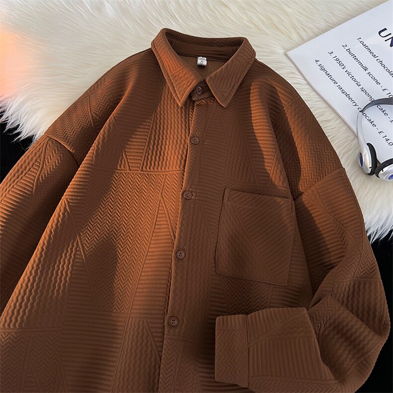 衬衫男秋季新款港风宽松提花长袖大码衬衣CS023-P45，男装衬衫，星座214-3