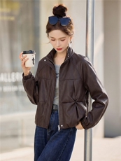 【春季女装新款】大量现货短款皮衣外套P115-K180，女装皮衣，简古