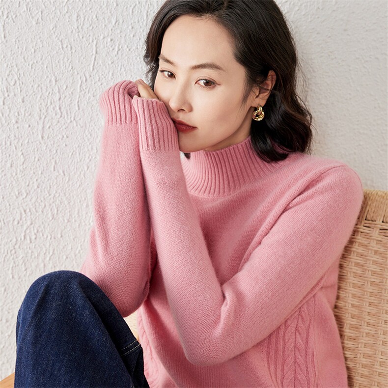 2025年春季羊绒修身型常规套头单件长袖山羊绒(羊绒)时尚百搭,女装羊绒衫,春贝羊绒