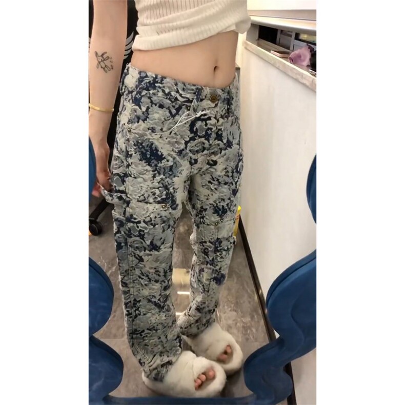 【有货】1197CC-特P76青花瓷牛仔裤男女设计感直筒裤子,男装牛仔裤,星座1007（原301D）
