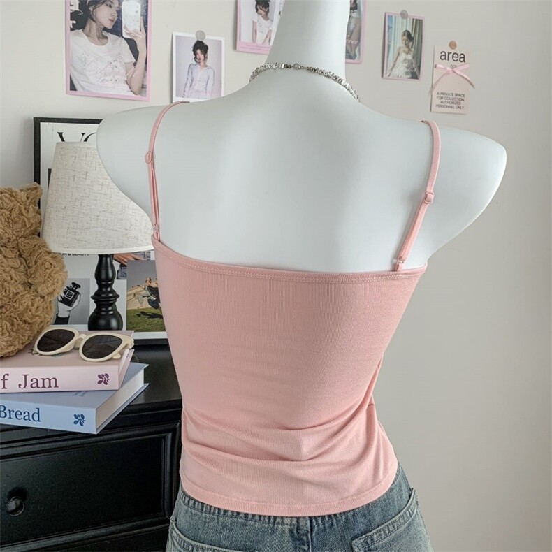 小吊带背心打底可外穿免穿文胸内搭上衣女透气棉美背内衣女,女装背心吊带,梦白服饰厂