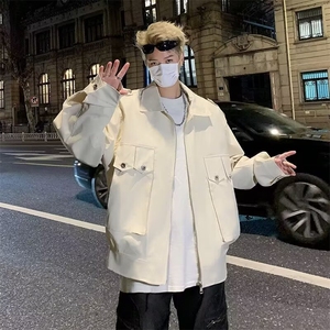 BOYUE帛跃工装短款夹克韩版时尚bf立体口袋高街休闲帅气外套男女图片