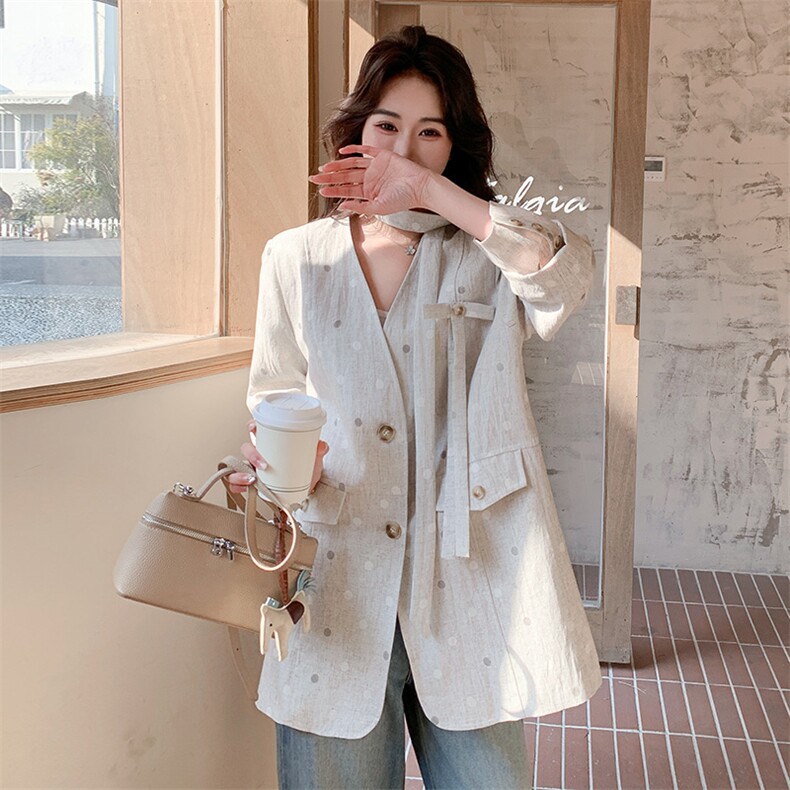 有大货春装波点飘带西装外套2C317A-8605-P155-K248,女装短外套,2C317A