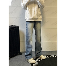 B221美式ins高街暗黑小众个性宽松直筒牛仔裤LK23140-P65控88，男装牛仔裤，电商B221