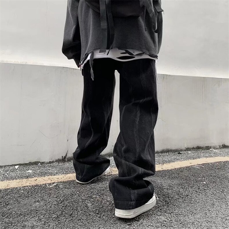 牛仔裤男直筒宽松潮牌阔腿休闲学生拖地百搭潮流高街长裤N032-P40,男装牛仔裤,星座1008