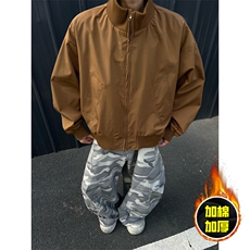 现货冬季美拉德立领飞行夹克廓形高街棒球服加棉加厚棉衣外套，男装夹克，电商A486-1