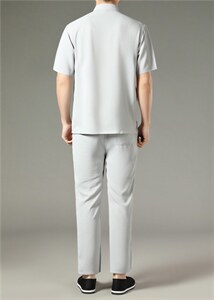中老年亚麻套装高档唐装夏太极服中式刺绣立领短袖上衣风套装图片