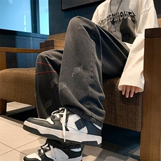 直筒牛仔裤男女美式高街设计感小众秋冬N1033P40，男装牛仔裤，星座1116-2