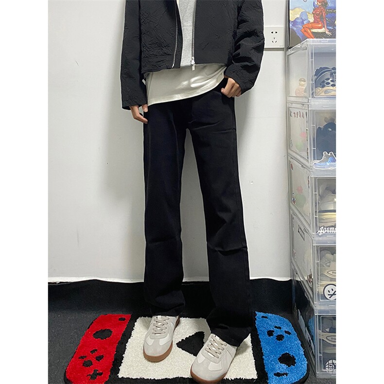 牛仔裤男高街微喇裤子黑色休闲长裤   A080-9601-常规P40图片
